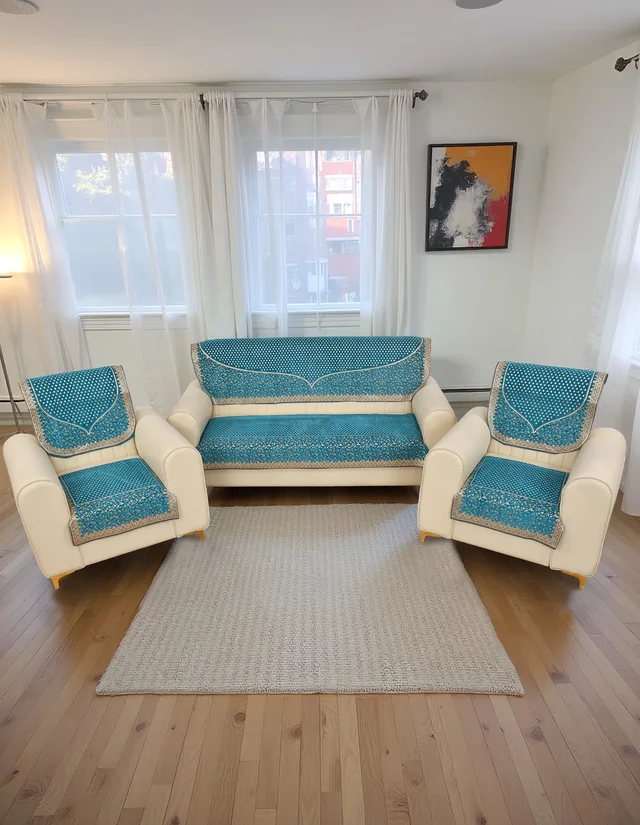 MORADO VMORADO 5 Seater Sofa Cover Sofa Panel Premium Quality, Chenille for Ultimate Protection and Style Durable, 3+1+1 Settee Slipcover in Aqua, - Aqua