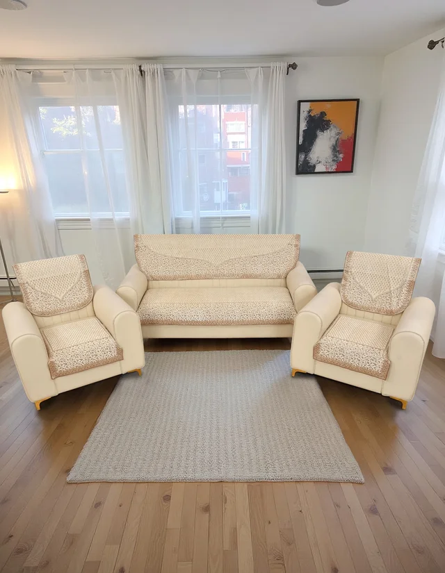 MORADO 5 Seater Sofa Cover Sofa Panel Premium Quality, Chenille for Ultimate Protection and Style Durable, 3+1+1 Settee Slipcover in Cream - Cream