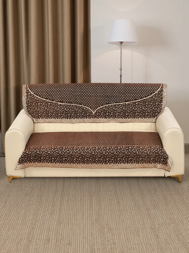 MORADO 5 Seater Sofa Cover Sofa Panel Premium Quality, Chenille for Ultimate Protection and Style Durable, 3+1+1 Settee Slipcover in Coffie - Coffie
