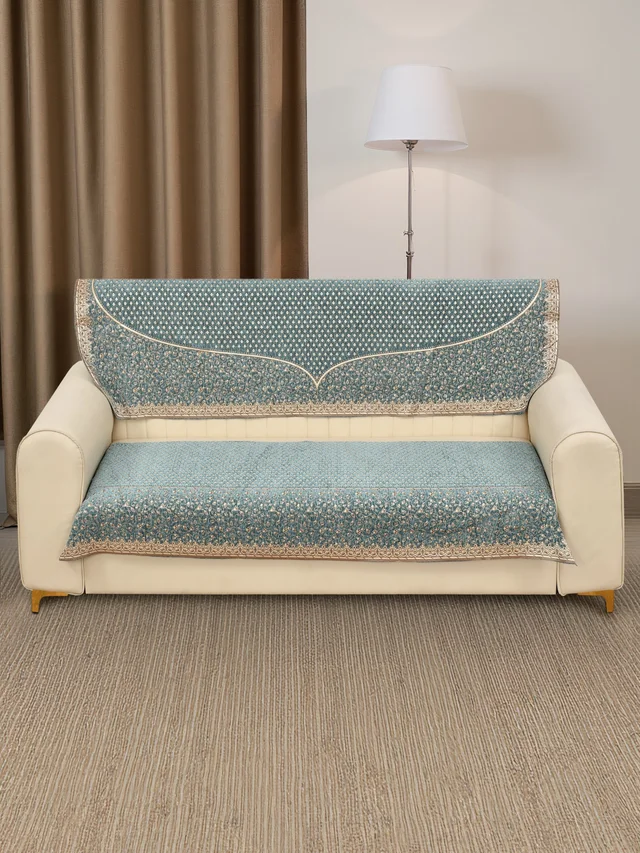MORADO 5 Seater Sofa Cover Sofa Panel Premium Quality, Chenille for Ultimate Protection and Style Durable, 3+1+1 Settee Slipcover in Sea Green, - Sea Green