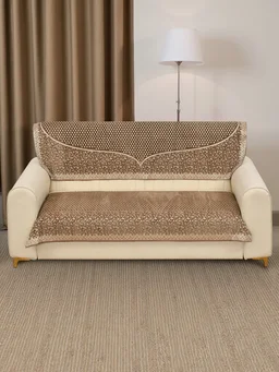 MORADO 5 Seater Sofa Cover Sofa Panel Premium Quality, Chenille for Ultimate Protection and Style Durable, 3+1+1 Settee Slipcover in Maroon & Beige, - brown