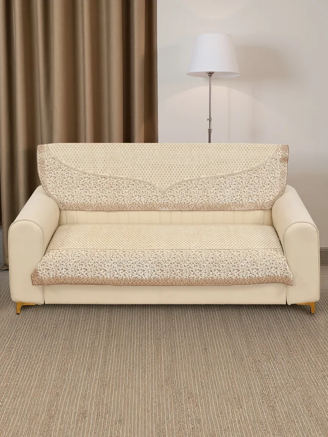 MORADO 5 Seater Sofa Cover Sofa Panel Premium Quality, Chenille for Ultimate Protection and Style Durable, 3+1+1 Settee Slipcover in Cream - Cream