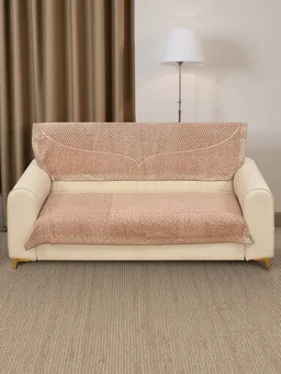 MORADO 5 Seater Sofa Cover Sofa Panel Premium Quality, Chenille for Ultimate Protection and Style Durable, 3+1+1 Settee Slipcover in Peach. - Peach