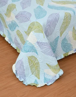 MORADO Glace Cotton Luxury Ultrasonic Printed Lightn Bedspreads/Quilted Bed Cover With 2 weight All SeasoKing Size Pillow Covers - (90x100 inches - Light Green - 90x100 Inches, Light Green