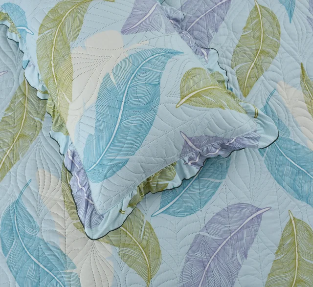 MORADO Glace Cotton Luxury Ultrasonic Printed Lightn Bedspreads/Quilted Bed Cover With 2 weight All SeasoKing Size Pillow Covers - (90x100 inches - Light Green - 90x100 Inches, Light Green