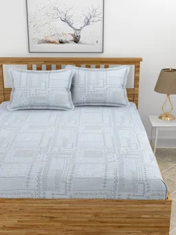 MORADO Premium Pure Cotton 210 TC King Size Double Bedsheet with 2 Pillow Covers (108 x 108 Inches, Grey) - 108x108 Inches, Grey