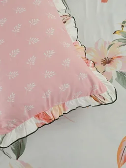 MORADO Glace Cotton Queen Size Bedsheet with 2 Pillow Covers with Frill (90x100, Inches) - 90x100 Inches, Pink