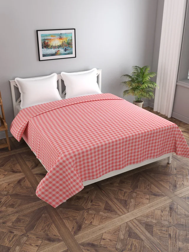MORADO Glace Cotton Double Duvet Cover/Rajai Cover/Blanket Cover with Zipper (90x100 Inches) - Pink
