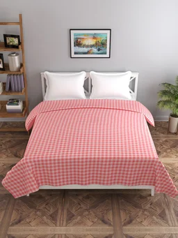 MORADO Glace Cotton Double Duvet Cover/Rajai Cover/Blanket Cover with Zipper (90x100 Inches) - Pink