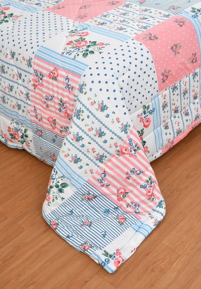 MORADO Glace Cotton Printed Reversible 150 GSM AC Comforter/Quilt/Blanket for Double Bed (90x100 Inches) Pink - 90x100 Inches, Pink