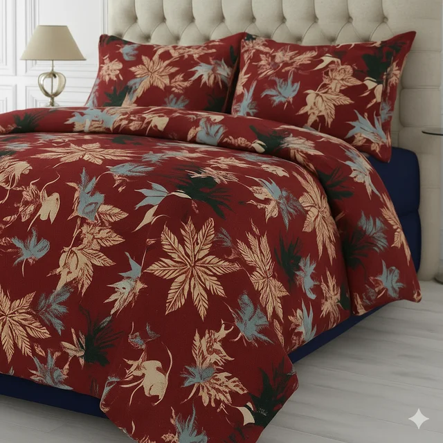 Morado MORADO 190 GSM Flannel Super Soft Warm Single Blanket for Winters - 60x90 Inches, Red Leaves - Red Leaves