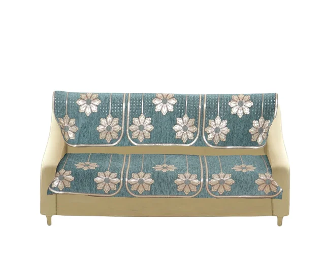 MORADO 7 Seater Sofa Cover Sofa Panel Premium Quality, Chenille for Ultimate Protection and Style Durable, 3+2+2 Settee Slipcover in Sea Green, - Sea Green
