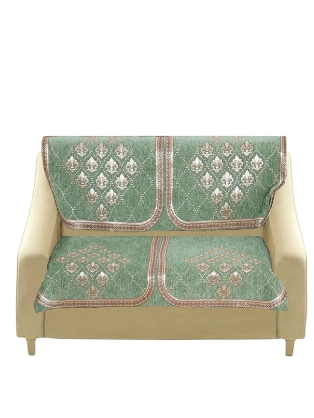 MORADO 7 Seater Sofa Cover Sofa Panel Premium Quality, Chenille for Ultimate Protection and Style Durable, 3+2+2 Settee Slipcover in Light Green, - Light Green