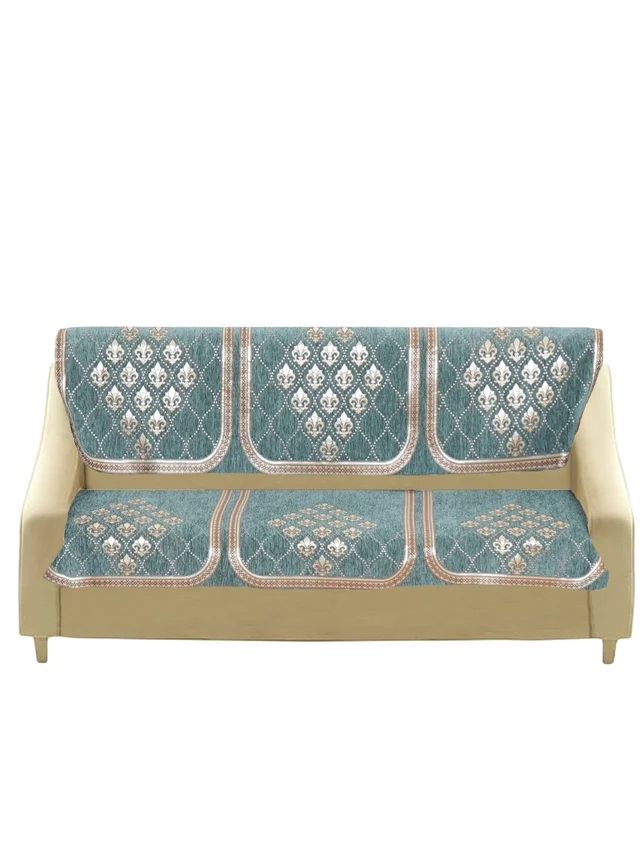 MORADO 7 Seater Sofa Cover Sofa Panel Premium Quality, Chenille for Ultimate Protection and Style Durable, 3+2+2 Settee Slipcover in Sea Green, - Sea Green