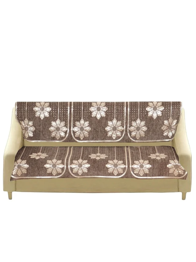 MORADO 7 Seater Sofa Cover Sofa Panel Premium Quality, Chenille for Ultimate Protection and Style Durable, 3+2+2 Settee Slipcover in Brown, - Brown