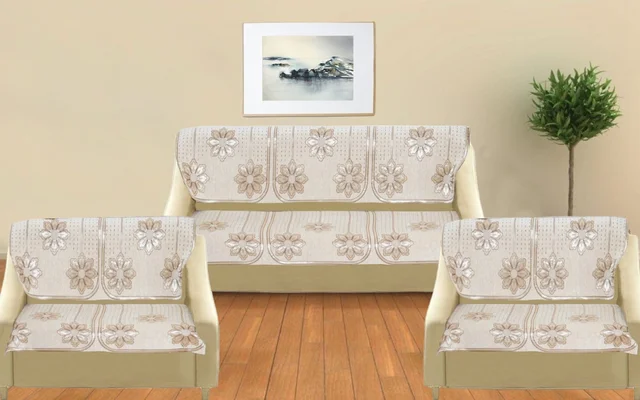 MORADO 7 Seater Sofa Cover Sofa Panel Premium Quality, Chenille for Ultimate Protection and Style Durable, 3+2+2 Settee Slipcover in Off White, - Off White