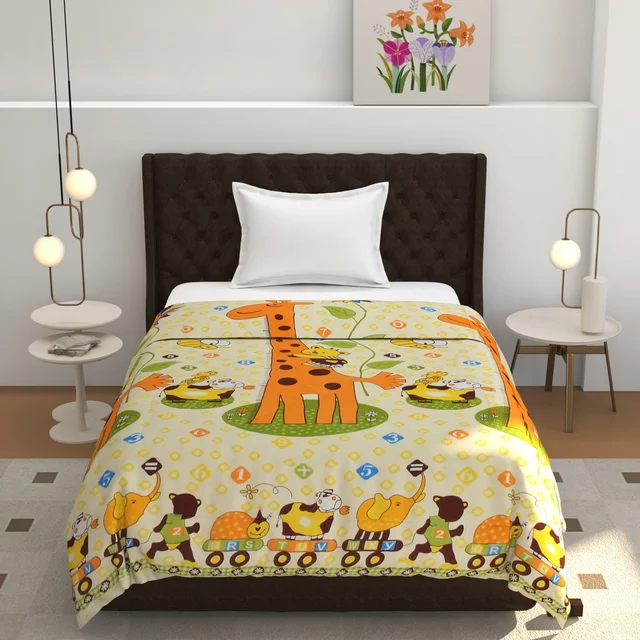 MORADO Glace Cotton Printed Reversible 150 GSM AC Comforter/Quilt/Blanket for Single Bed (60x90 Inches) Lemon Yellow - 90x100 Inches, Lemon Yellow