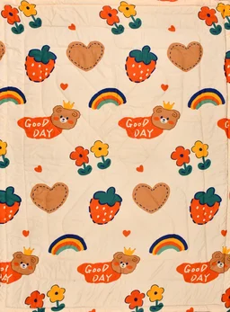 MORADO Glace Cotton Printed Reversible 150 GSM AC Comforter/Quilt/Blanket for Single Bed (60x90 Inches) Light Peach - 90x100 Inches, Light Peach