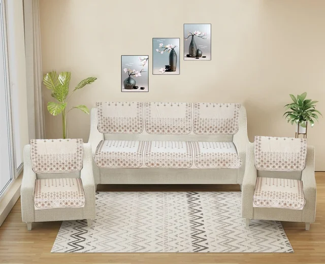 MORADO 5 Seater Sofa Cover Sofa Panel Premium Quality, Chenille for Ultimate Protection and Style Durable, 3+1+1 Settee Slipcover in Off White, - Off White