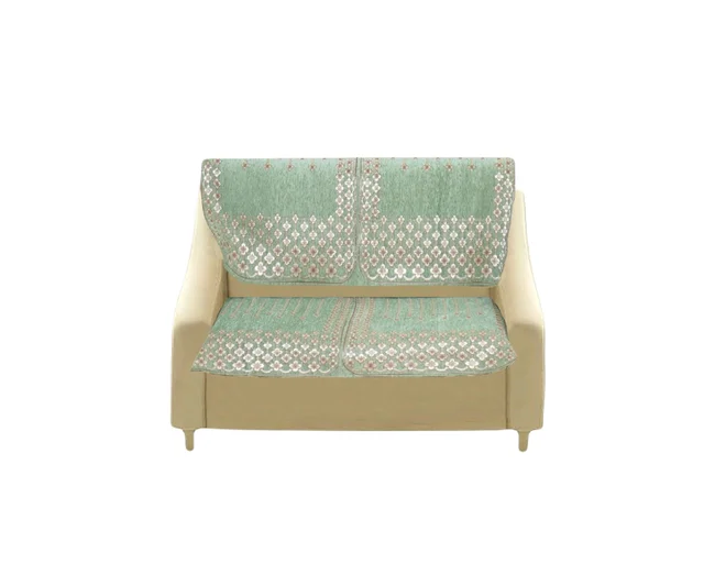 MORADO 7 Seater Sofa Cover Sofa Panel Premium Quality, Chenille for Ultimate Protection and Style Durable, 3+2+2 Settee Slipcover in Light Green, - Light Green