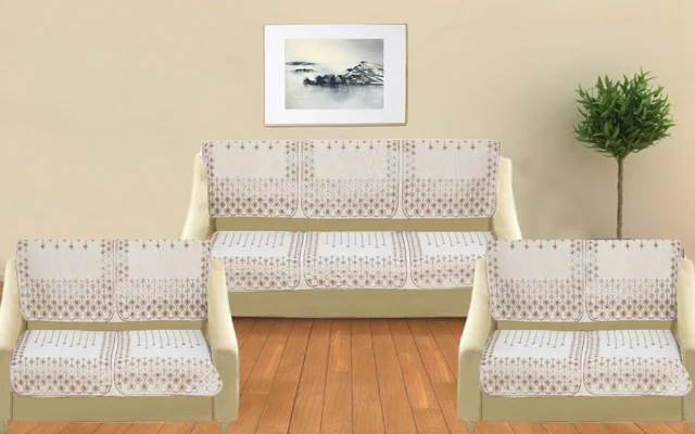 MORADO 7 Seater Sofa Cover Sofa Panel Premium Quality, Chenille for Ultimate Protection and Style Durable, 3+2+2 Settee Slipcover in Off White, - Off White, Off White