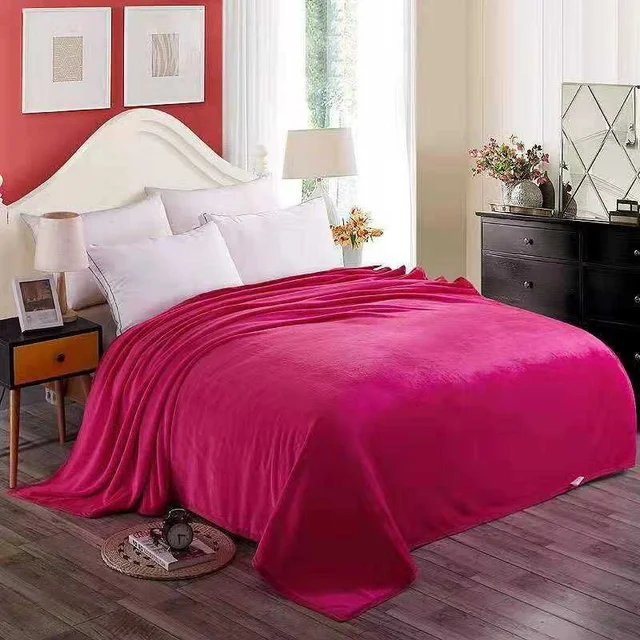 MORADO 190 GSM Flannel Super Soft Warm Double Blanket for Winters - 90x90 Inches, Maganta - Maganta