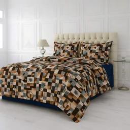 Morado MORADO 190 GSM Flannel Super Soft Warm Single Blanket for Winters - 60x90 Inches, Brown BeigeBlocks - Brown Beige Blocks