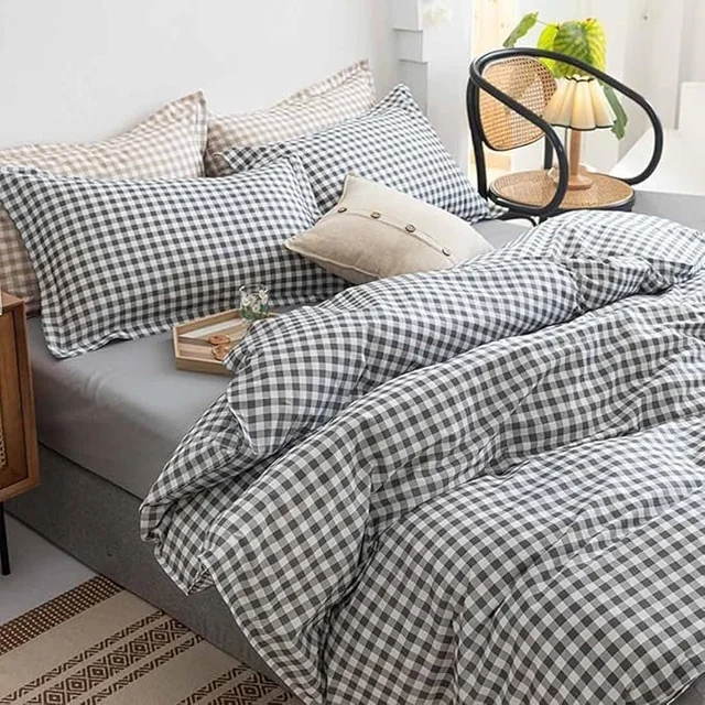 MORADO Glace Cotton Double Duvet Cover/Rajai Cover/Blanket Cover with Zipper (90x100 Inches) - Grey