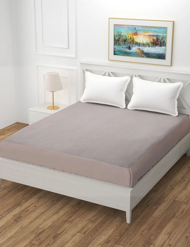 MORADO Water Resistant Terry Cotton Queen/King Size Elastic Fitted Mattress Protector (60x78x12 inches - Fits Up to 12 inches Mattress), Grey - 60x78x12 Inches, Grey