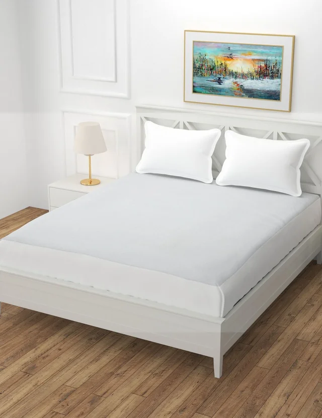 MORADO Water Resistant Terry Cotton Queen/King Size Elastic Fitted Mattress Protector (60x78x12 inches - Fits Up to 12 inches Mattress), White - 60x78x12 Inches, White