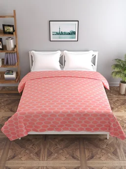 MORADO Glace Cotton Double Duvet Cover/Rajai Cover/Blanket Cover with Zipper (90x100 Inches, Carrot) - Carrot