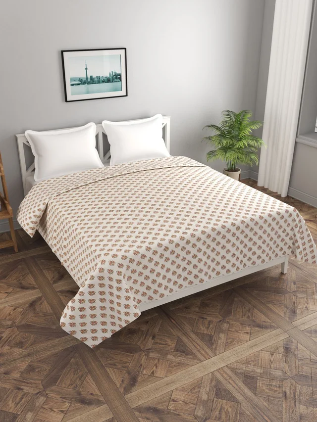 MORADO Glace Cotton Double Duvet Cover/Rajai Cover/Blanket Cover with Zipper (90x100 Inches) - 90x100 Inches, Offwhite