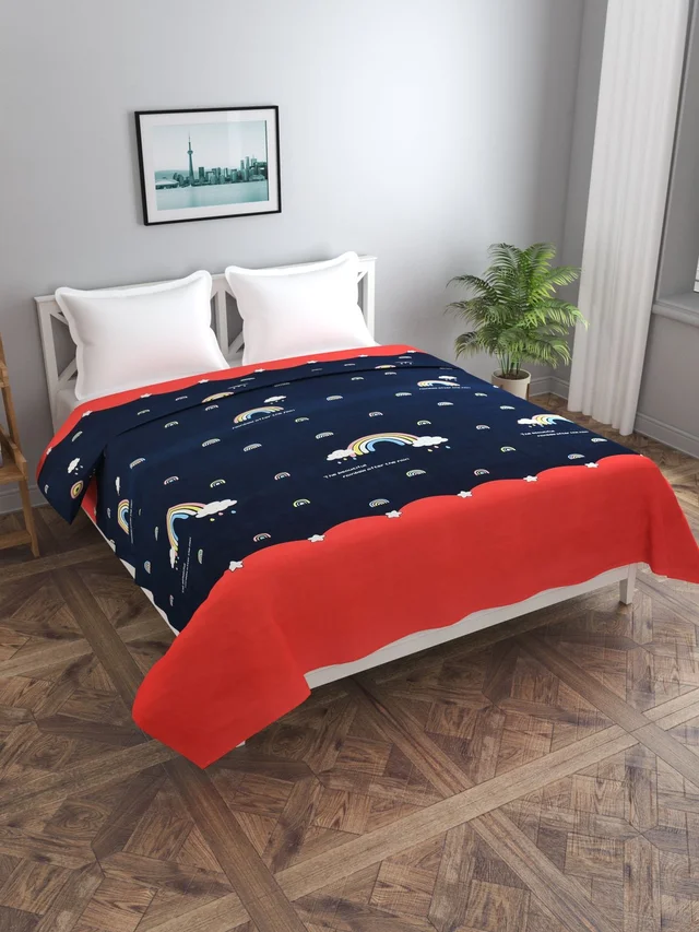 MORADO Glace Cotton Double Bed Quilt Cover / Duvet Cover / Rajai Cover / Blanket Cover with Zipper (90x100 Inches) - Multicolor