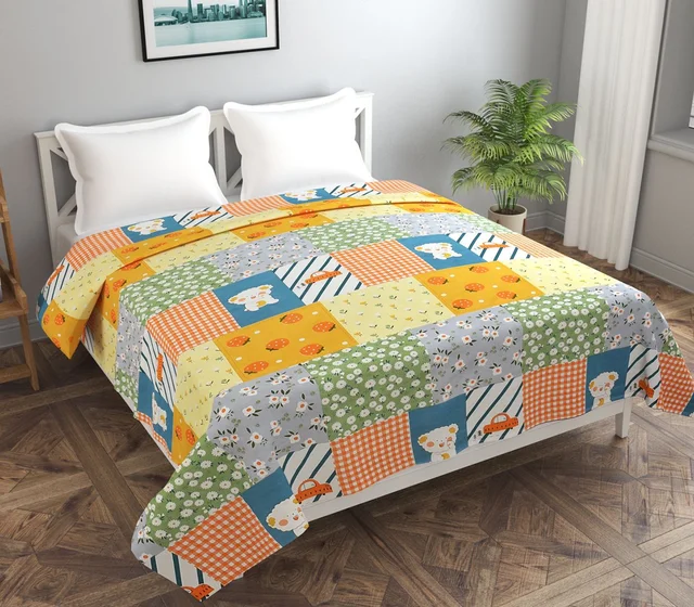 MORADO Glace Cotton Double Bed Quilt Cover / Duvet Cover / Rajai Cover / Blanket Cover with Zipper (90x100 Inches) - Multicolor