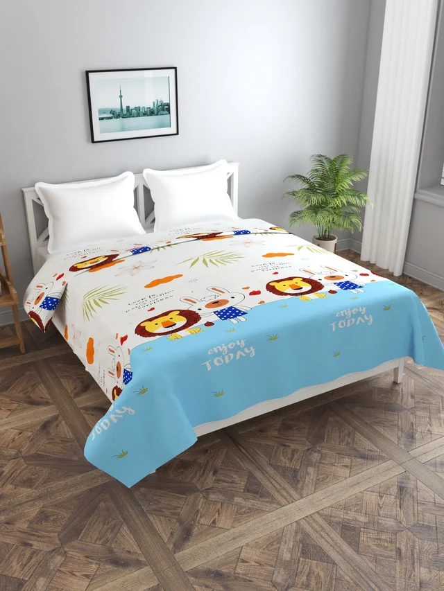 MORADO Glace Cotton Double Bed Quilt Cover / Duvet Cover / Rajai Cover / Blanket Cover with Zipper (90x100 Inches) - Multicolor