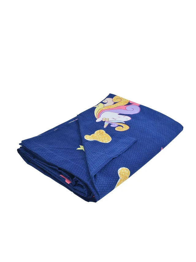 MORADO Glace Cotton Single Bed Size Quilt Cover / Duvet Cover / Rajai Cover / Blanket Cover with Zipper (60x90 Inches) - Blue