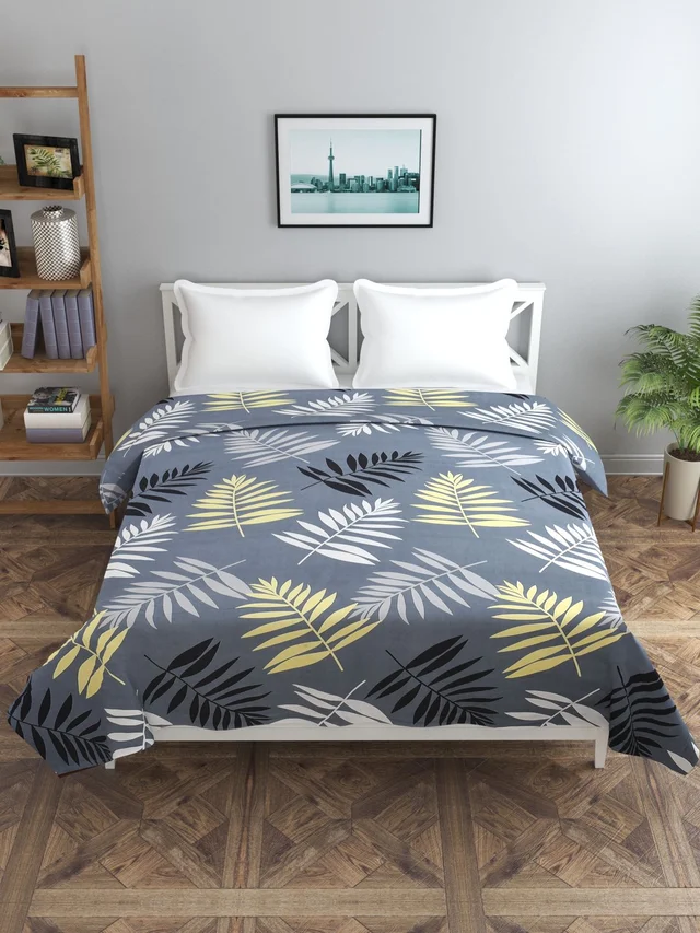 MORADO Glace Cotton Double Bed Quilt Cover / Duvet Cover / Rajai Cover / Blanket Cover with Zipper (90x100 Inches) - Grey