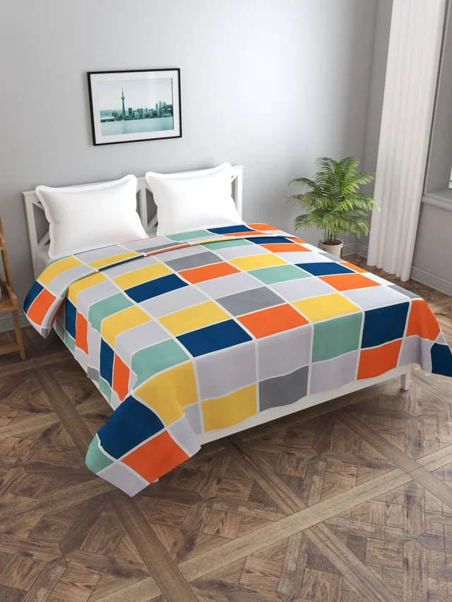 MORADO Glace Cotton Double Bed Quilt Cover / Duvet Cover / Rajai Cover / Blanket Cover with Zipper (90x100 Inches) - Multicolor