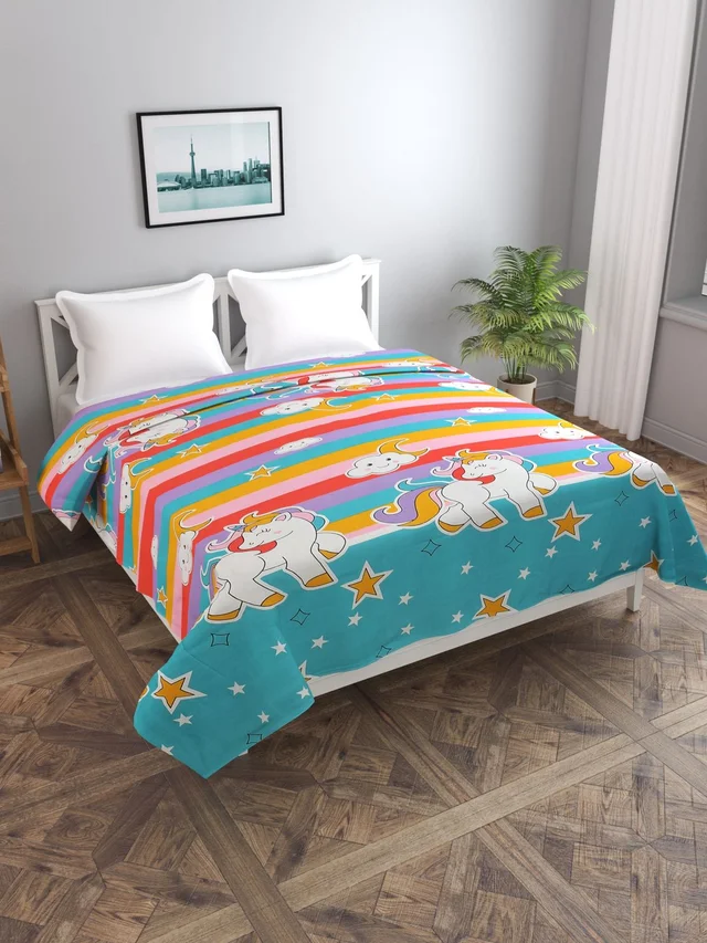 MORADO Glace Cotton Double Bed Quilt Cover / Duvet Cover / Rajai Cover / Blanket Cover with Zipper (90x100 Inches) - Multicolor