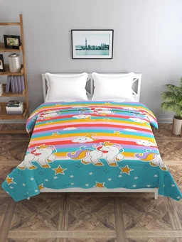 MORADO Glace Cotton Double Bed Quilt Cover / Duvet Cover / Rajai Cover / Blanket Cover with Zipper (90x100 Inches) - Multicolor