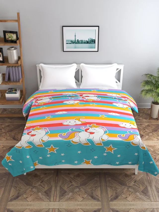 MORADO Glace Cotton Double Bed Quilt Cover / Duvet Cover / Rajai Cover / Blanket Cover with Zipper (90x100 Inches) - Multicolor