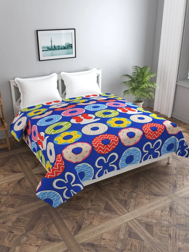 MORADO Glace Cotton Double Bed Quilt Cover / Duvet Cover / Rajai Cover / Blanket Cover with Zipper (90x100 Inches) - Multicolor