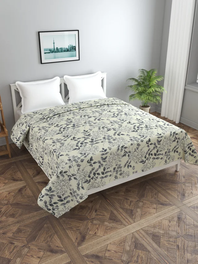 MORADO Glace cotton Double / Duvet Cover / Rajai Cover / Blanket Cover with Zipper (90x100 Inches, Offwhite Black) - Offwhite