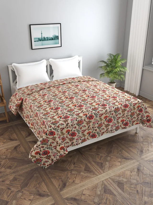 MORADO Glace Cotton Double Duvet Cover/Rajai Cover/Blanket Cover with Zipper (90x100 Inches) - 90x100 Inches, Red