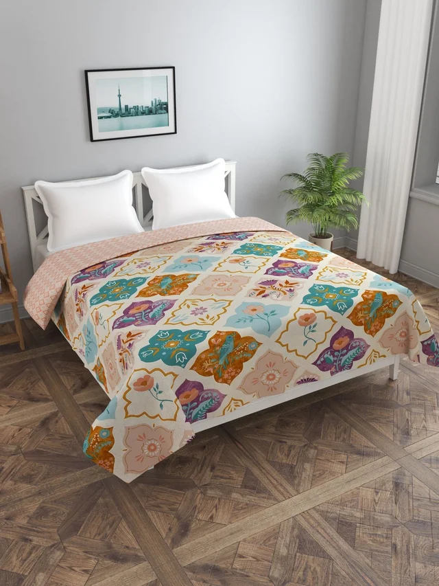 MORADO Glace Cotton Double Duvet Cover/Rajai Cover/Blanket Cover with Zipper (90x100 Inches) - 90x100 Inches