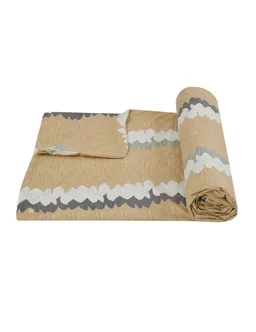 MORADO Glace Cotton Double Duvet Cover/Rajai Cover/Blanket Cover with Zipper (90x100 Inches, Brown Zig Zag) - Brown