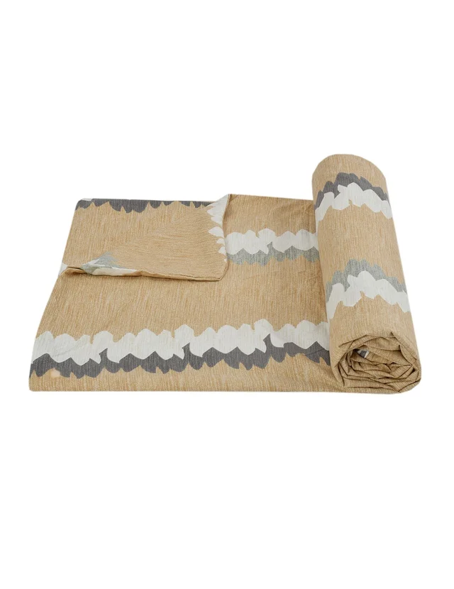 MORADO Glace Cotton Double Duvet Cover/Rajai Cover/Blanket Cover with Zipper (90x100 Inches, Brown Zig Zag) - Brown