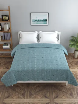 MORADO Glace Cotton Double Duvet Cover/Rajai Cover/Blanket Cover with Zipper (90x100 Inches, Grey) - Grey