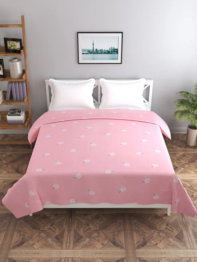 MORADO Glace Cotton Double Duvet Cover/Rajai Cover/Blanket Cover with Zipper (90x100 Inches, Pink) - Pink