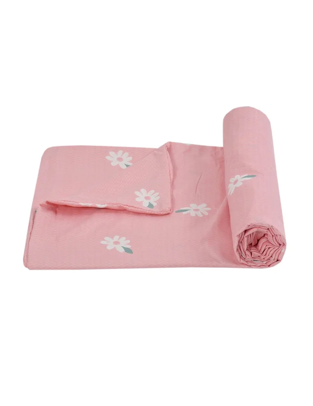 MORADO Glace Cotton Double Duvet Cover/Rajai Cover/Blanket Cover with Zipper (90x100 Inches, Pink) - Pink
